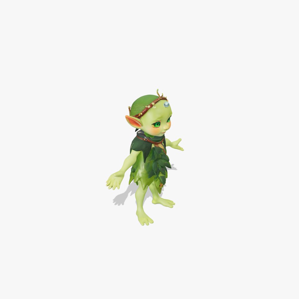 Forest Sprite Character Model Rigged and Animated for Games